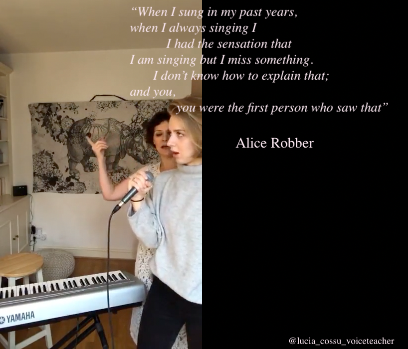 During a lesson streamed, me giving indications a Alice while singing. 